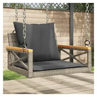 Furnicato Hängesessel mit Kissen Grau 63x62x40 cm Poly Rattan