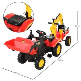 Homcom Trettraktor rot mit Anhänger (179x42x59)