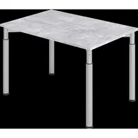 Hammerbacher Schreibtisch, Sero-H H680-820xB1200xT800mm Beton ger.Form 4-Fuß-Gestell Silber