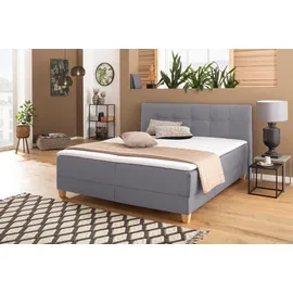 Home Affaire Boxbett HOME AFFAIRE "Lonrai", grau, B:188cm L:207cm, Komplettbetten, in H2,H3 & H4 und XXL - Überlänge 220cm wählbar, inkl. Topper