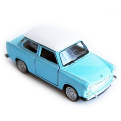 Welly Modellauto TRABANT 601 Modellauto 11,5cm Trabi Modell Auto 14 (Blau-Weiss), Spielzeugauto Welly Metall Kinder Spielzeug Geschenk blau