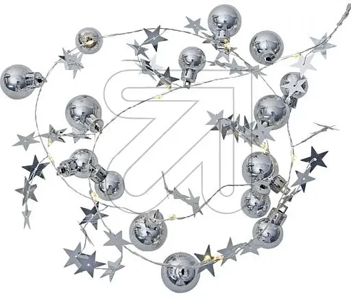 LED-Kugellichterkette silberfarbig 10 LED warmweiß Batterieb