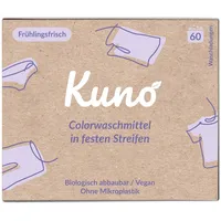 Kuno Colorwaschmittel Blätter Streifen - Nachhaltige Waschstreifen - Waschblätter - Einfache Aufbewahrung - 100% Vegan und optimal für Reisen und Urlaub - Eco (Colorwaschmittel, 60 Stück (1er Pack))