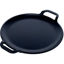 Victoria Grillplatte Gusseisen für Pizza, Pfanne 25cm mit Griffen, Induktion, Feuer, Ofen, VIC-31800, Schwarz