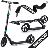 SOKE Cityroller Scooter Roller Tretroller Kickroller Kickscooter City SOKE (Schwarz-Türkis)