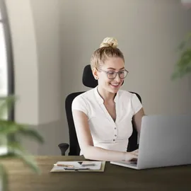 ML-Design Bürostuhl ergonomisch, Schwarz, Mesh, mit Verstellbarer Kopfstütze, Armlehnen, Lendenwirbelstütze, Wippfunktion,