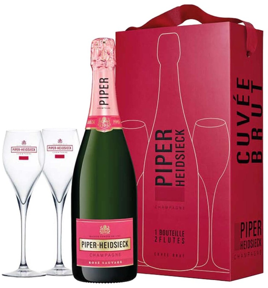 Piper Heidsieck Rosé Sauvage Brut - Set mit 2 Gläsern