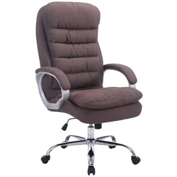 DELUKE® Bürostuhl SOUK Stoff - 116x68x77, Braun | Stoff | Metall in Chromoptik Gestell | ergonomische Bürostühle Homeoffice Stuhl mit Rollen