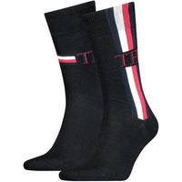 2er Pack TOMMY HILFIGER Iconic Stripe Socken Herren 001 - black 43-46