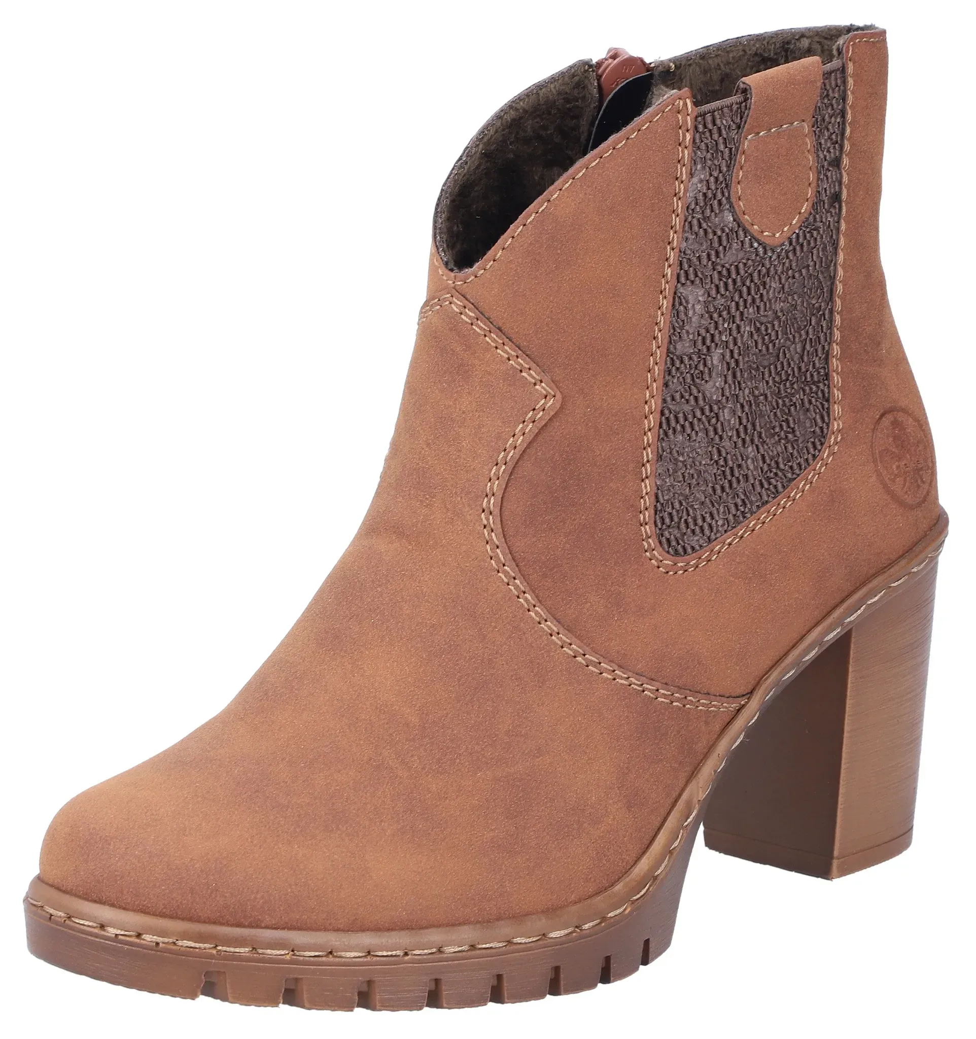 Rieker Cowboy Stiefelette, Westernstiefelette, Stiefelette mit seitlichem Stretcheinsatz Rieker cognac 39