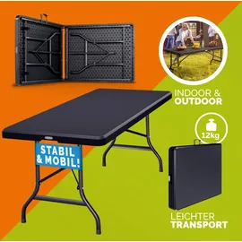 CASARIA Klapptisch 183 x 76 x 74 cm Anthrazit/Grau