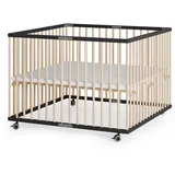 Sämann – make a difference. Laufgitter, Schwarz, Natur, Holz, Echtholz,Buche, 100x74x100 cm, Babymöbel, Laufstall Baby