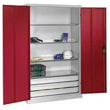 CP Stahlschrank 8931-503 S10428 lichtgrau, rubinrot 4 Fachböden 120,0 x 50,0 x 195,0 cm, aufgebaut, 1 St.
