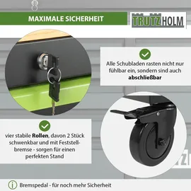 Trutzholm Werkstattwagen Star XL unbestückt 103 x 112 cm Stahl schwarz/grün 12 Schubladen Hartholzplatte