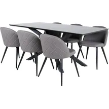VCM Ebuy24, Essgruppe Esstisch schwarz und 6 Velvet Stitches Esszimmerstühle grau.