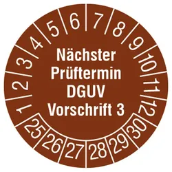 PROTEC Prüfplaketten PPNPDGUVV32025 Nächster Termin DGUV V3