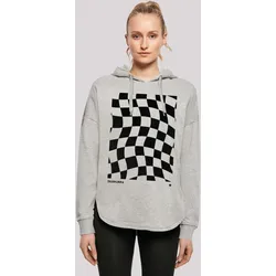 Kapuzenpullover F4NT4STIC "Wavy Schach Muster", Damen, Gr. L, grau, Obermaterial: 100% Baumwolle, casual, oversize, Langarm, Pullover, Print