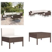 vidaXL 11 tlg. Garten Lounge Set mit Auflagen Poly Rattan Braun - Garten-Sofagarnitur - Garten-Sofagarnituren - Gartensofa-Set - Gartensofa-Sets - Braun