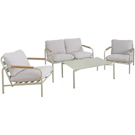 Mendler HWC-O11 Loungesessel hellgrün/beige