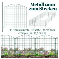 V2Aox Teichzaun Zaun Gartenzaun Steckzaun Teichzaun Garten Teich 18 Zaunelemente 78 cm