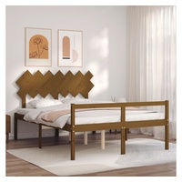 furnicato Bett Seniorenbett mit Kopfteil 140x190 cm Honigbraun Massivholz braun