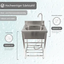 Lemodo Spültisch freistehend mit Kalt Warm Anschluss, M