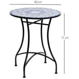 Outsunny Gartentisch Ø 60 x 71 cm blau/weiß