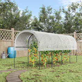 Outsunny Tomatengewächshaus Stahl Weiß PE 400 cm 5,44 m2