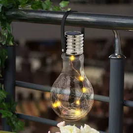 GLOBO Solarleuchte Edelstahl Glas Dämmerungssensor spritzwassergeschützt silber