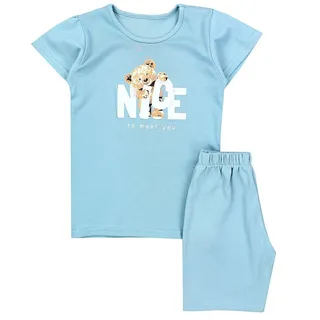 TupTam Kinder Mädchen Schlafanzug Set Kurzarm Pyjama Nachtwäsche 2-teilig Sommer, Farbe: Nice Teddybär Mintgrün, Größe: 116 - 116