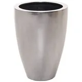 Vivanno Pflanzkübel Pflanzgefäß Blumenkübel Fiberglas Silber Metallic OPALA (55x40)