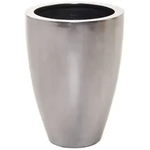 Vivanno Pflanzkübel Pflanzgefäß Blumenkübel Fiberglas Silber Metallic OPALA (55x40)