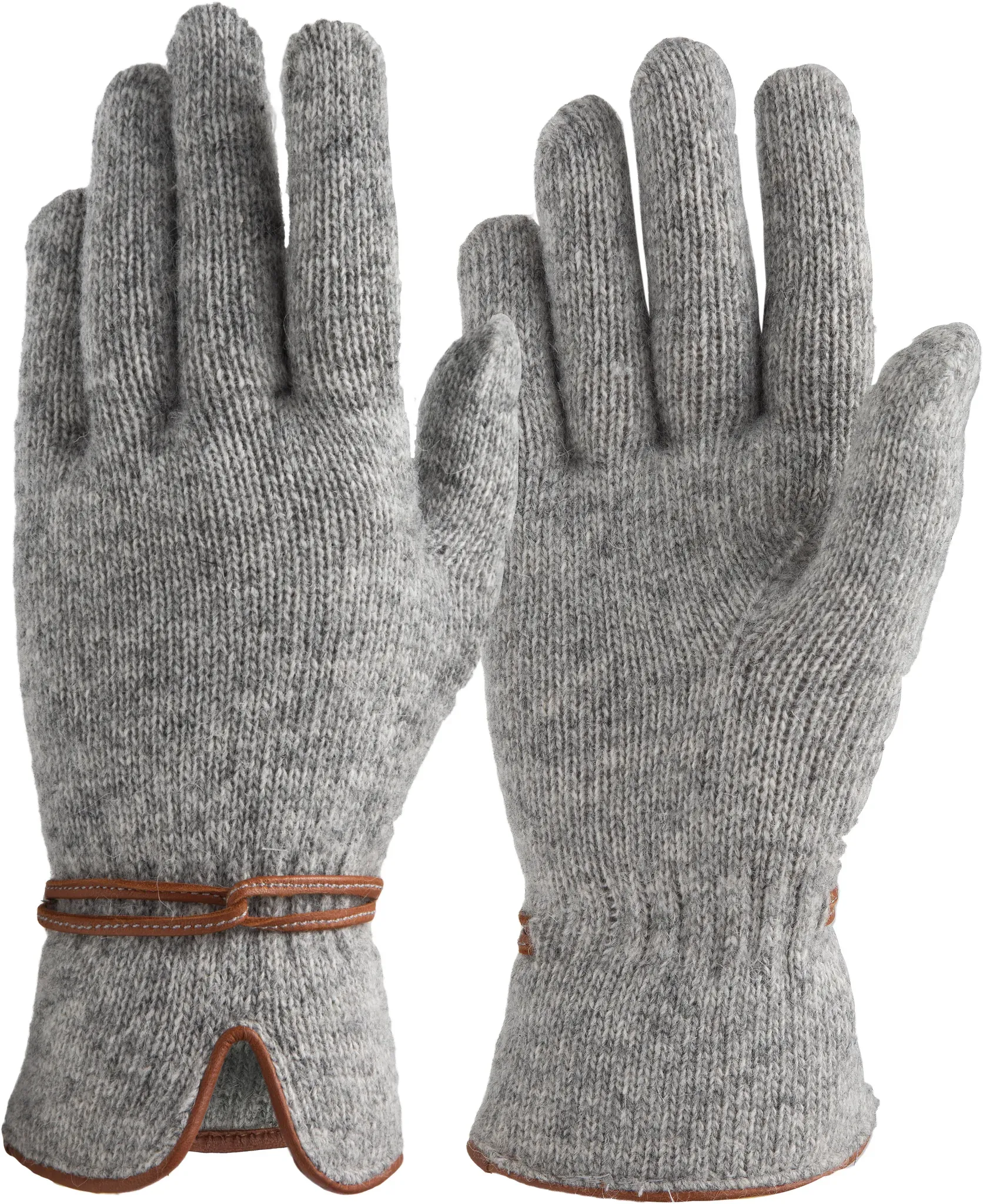 Strickhandschuhe PEARLWOOD, Damen, Gr. 8, grau (hellgrau, meliert), Materialmix, Handschuhe, elastischer Strickbund