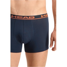 Head Herren Boxershorts im Pack - Basic, Baumwoll Stretch, einfarbig Dunkelblau/Orange L