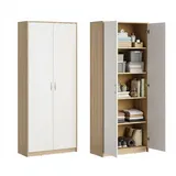 home collective Mehrzweckschrank 74 x 35 x 180 cm Beige/Weiß