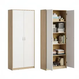 home collective Mehrzweckschrank 74 x 35 x 180 cm Beige/Weiß