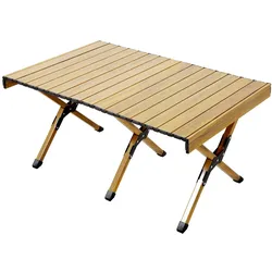 JAWINIO Gartentisch klappbar Falttisch tragbar Aluminium Holzoptik