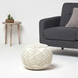 Homescapes Pouf Baumwolle 50 x 40 x 50 cm Natur