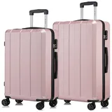 YONSLY Kofferset Reisekoffer Rollkoffer Hartschale für Kurz- und Urlaubsreisen, 4 Rollen, (Spar-Set, 2 tlg., Hartschalen Trolley Set), ABS mit Zahlenschloss, 360°-Rollen und komfortablem Gummigriff