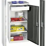 PROREGAL Werkzeugschrank mit 1 Tür, HxBxT 100x50x50cm, 1 Schublade & 2 Fachböden, Lichtgrau/Anthrazitgrau, Lagerschrank Metallschrank Werkstattschrank