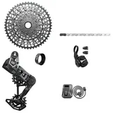 Sram GX Eagle T-Type AXS Groupset - 104BCD 34T mit Clip-On Guard, Schaltwerk, Schalthebel, 10-52t Kassette, Arme Nicht, Schwarz