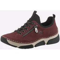 Sneaker RIEKER, Damen, Gr. 40, rot (bordeaux), Lederimitat, sportlich, Schuhe