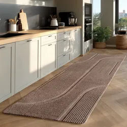 Teppich AYYILDIZ TEPPICHE "POMPEI 1612", beige, B:80cm H:12mm L:250cm, Microfaser, Teppiche, Läufer, pflegeleichte Oberfläche, leicht zu reinigen, Kurzflor