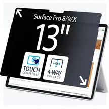 Startech 4-Wege Blickschutz für 13 Zoll Surface Pro 8, 9, X und 11 Laptop, Hoch und Querformat, Touch-fähig, +- 30 Grad Blickwinkel