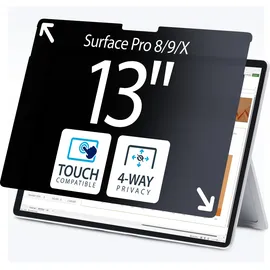 Startech 4-Wege Blickschutz für 13 Zoll Surface Pro 8, 9, X und 11 Laptop, Hoch und Querformat, Touch-fähig, +- 30 Grad Blickwinkel