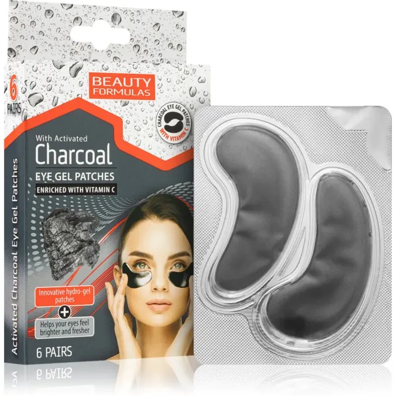 Beauty Formulas Charcoal feuchtigkeitsspendende Gel-Maske für den Augenbereich mit Aktivkohle 6 St.