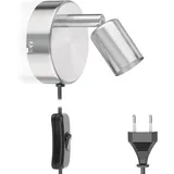 ledscom.de Leselampe/Wandleuchte LUNARA, Schalter, Stecker, edelstahl matt, 1x GU10 max. 25W
