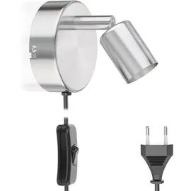 ledscom.de Leselampe/Wandleuchte LUNARA, Schalter, Stecker, edelstahl matt, 1x GU10 max. 25W