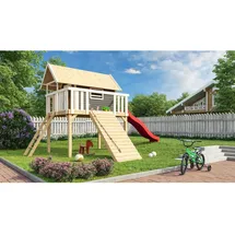 Karibu Stelzenhaus Fidel mit Satteldach 1,5 m Rot