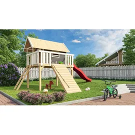 Karibu Stelzenhaus Fidel mit Satteldach 1,5 m Rot